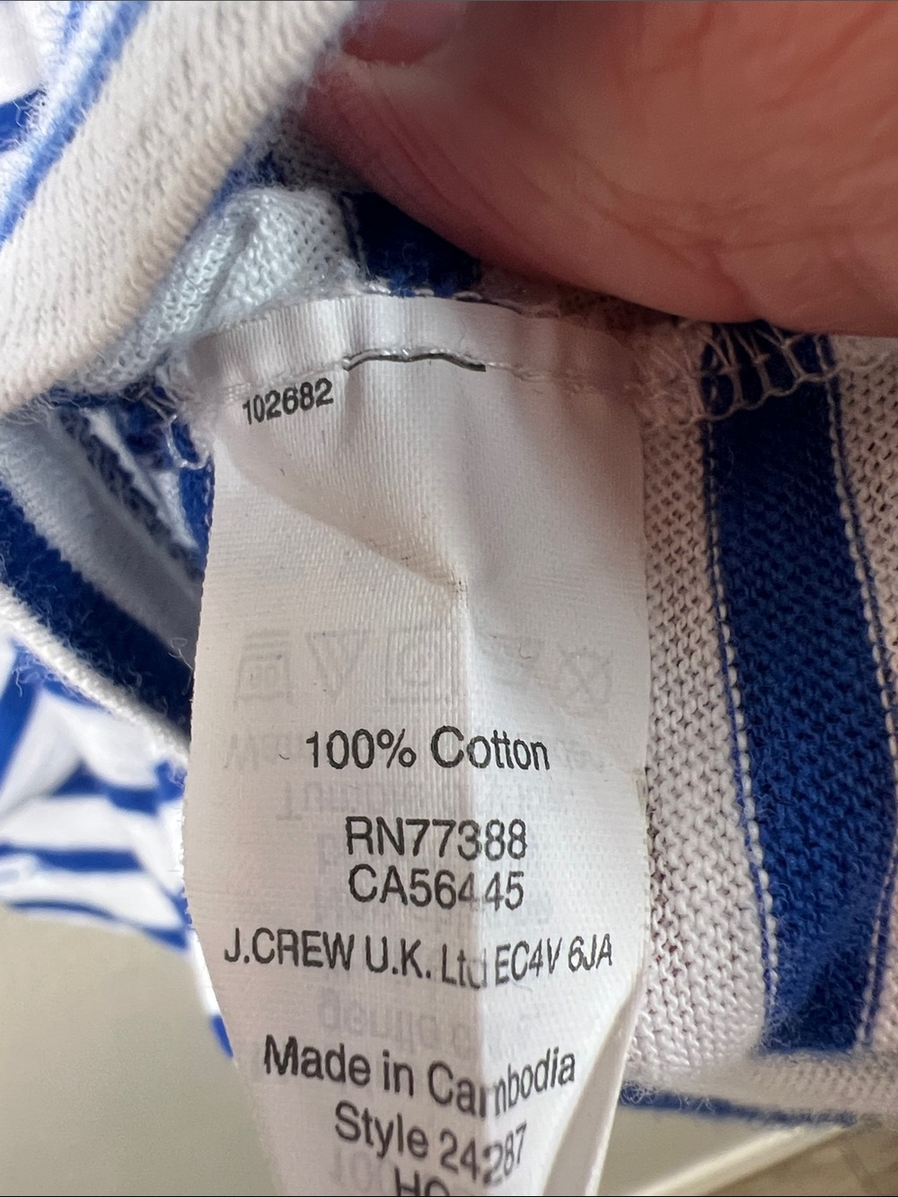 J. Crew Blue & White Stripe Back Zip 3/4 Sleeve Scoop Neck Top Medium - Picture 4 of 7